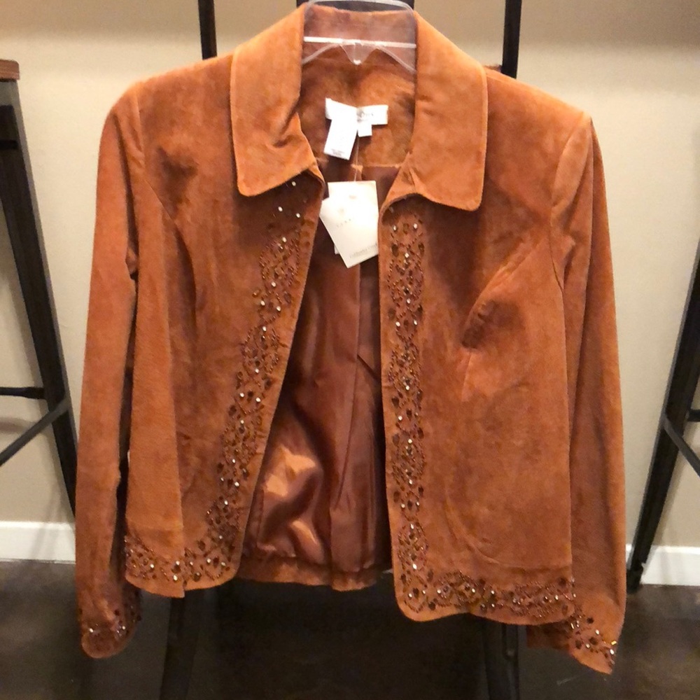 Genuine leather Coldwater Creek bedazzled jacket